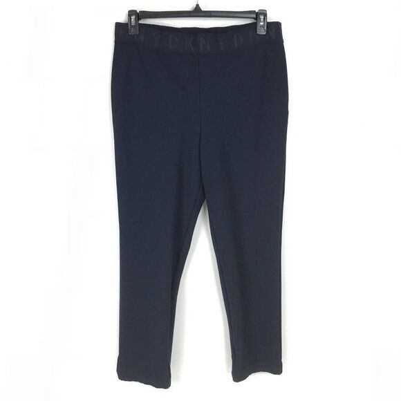 DKNY Logo Waistband Ponte Leggings Women's XL Stretch Skinny Pull-On High Rise - Picture 1 of 10